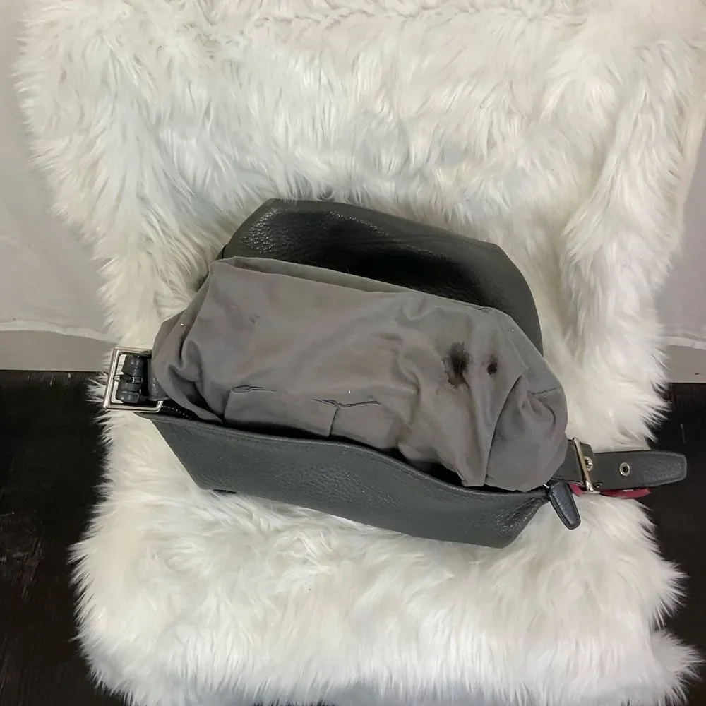 Coach Women's Gray Pebbled Leather Zip Top Shoulder Hobo Bag
